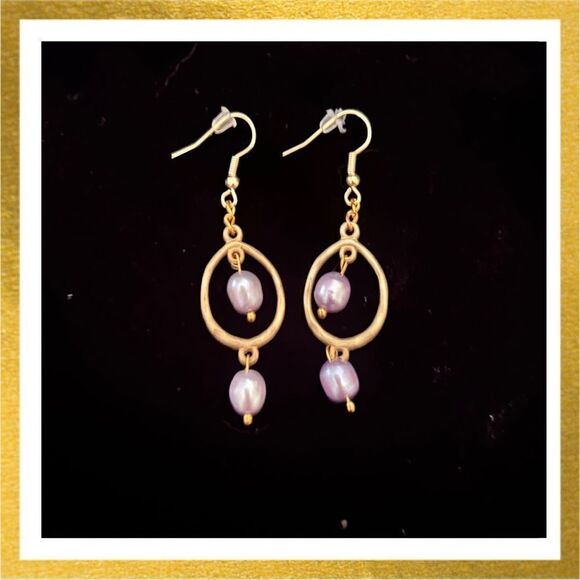 3/$20 Hand Crafted BEADED Dangle HANDMADE Gold EARRINGS Genuine FRESHWATER PEARL - Picture 1 of 1